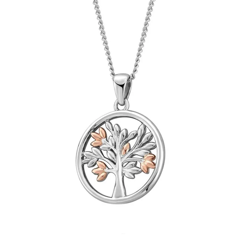 Clogau Tree of Life Sterling Silver 9ct Rose Gold Vine Circle Necklace sold by Jura Watches
