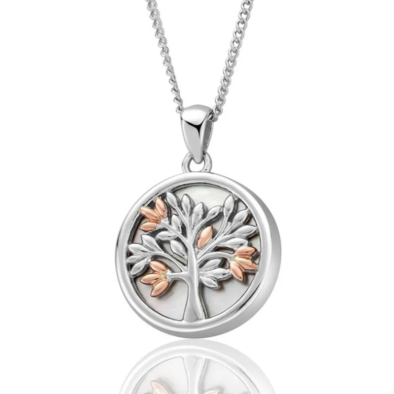 Clogau Tree of Life Sterling Silver White Mother of Pearl 9ct Rose Gold Vine Necklace sold by Jura Watches