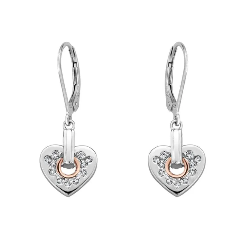 Clogau Cariad Sterling Silver Sparkle Heart Hook Earrings sold by Jura Watches