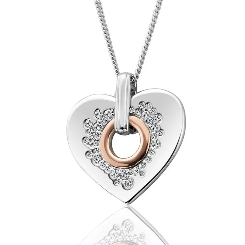 Clogau Cariad Sterling Silver Sparkle Heart Necklace sold by Jura Watches