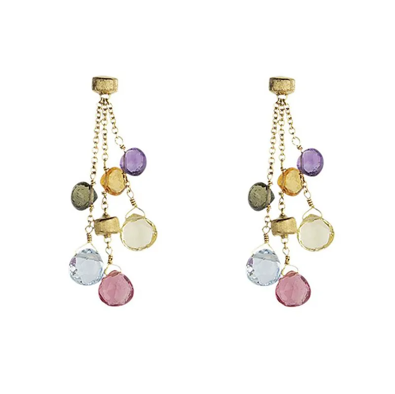 Marco Bicego Paradise 18ct Yellow Gold Mixed Stone Three Strand Drop Earrings sold by Jura Watches
