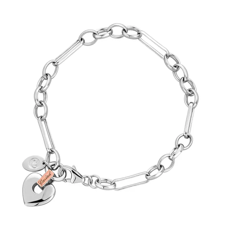 Clogau Cariad Cariad Sterling Silver Heart Charm Link Bracelet sold by Jura Watches