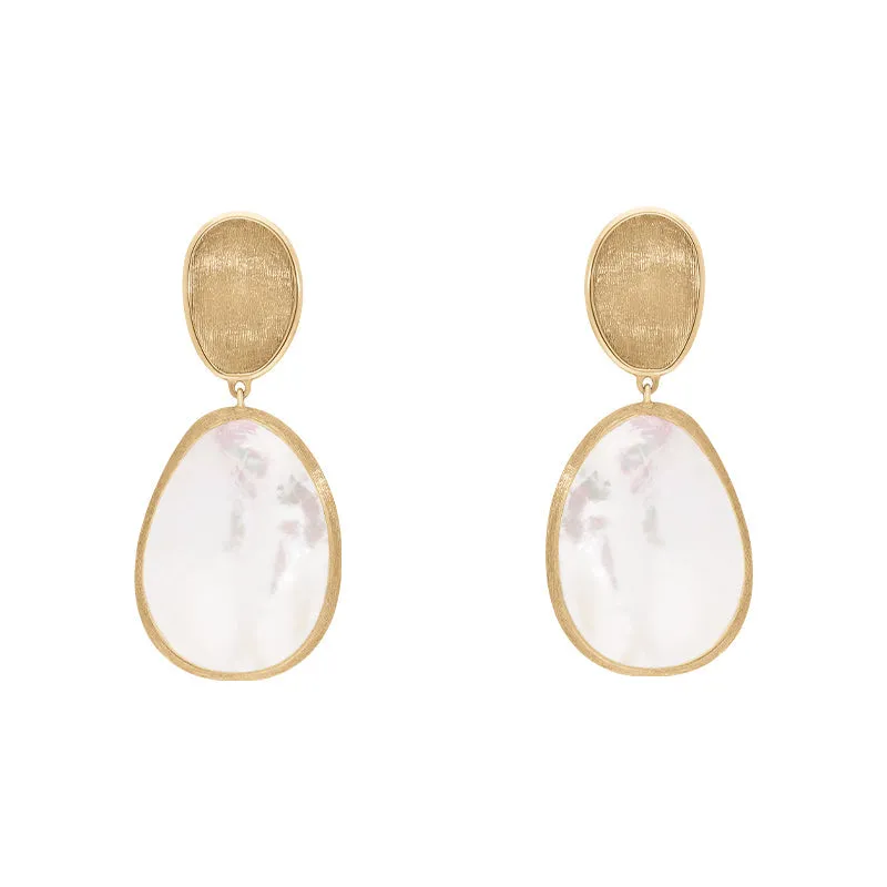 Marco Bicego Lunaria 18ct Yellow Gold Mother of Pearl Drop Earrings sold by Jura Watches