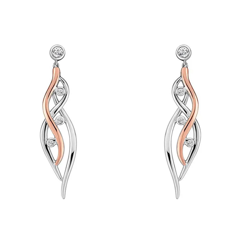 Clogau Swallow Falls Sterling Silver 9ct Rose Gold Drop Earrings sold by Jura Watches