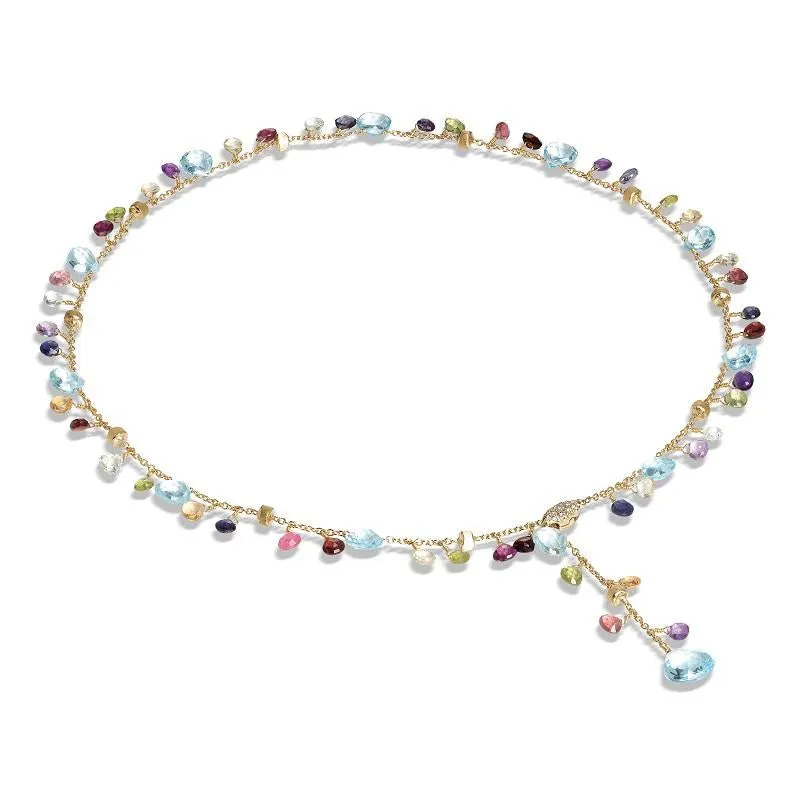 Marco Bicego Paradise 18ct Yellow Gold Mixed Stone Single Strand Necklace sold by Jura Watches