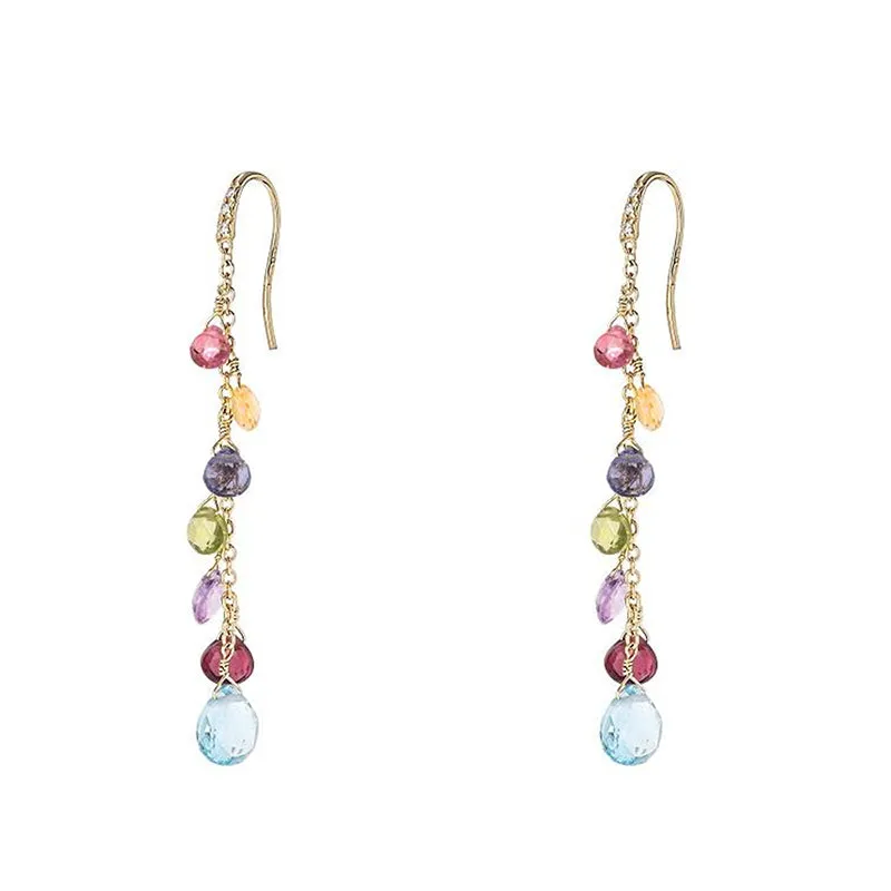 Marco Bicego Paradise 18ct Yellow Gold Diamond Multicolour Gemstone Drop Earrings sold by Jura Watches product image thumbnail 2