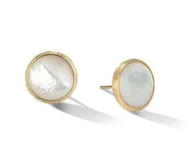 Marco Bicego Jaipur 18ct Yellow Gold White Mother of Pearl Stud Earrings sold by Jura Watches