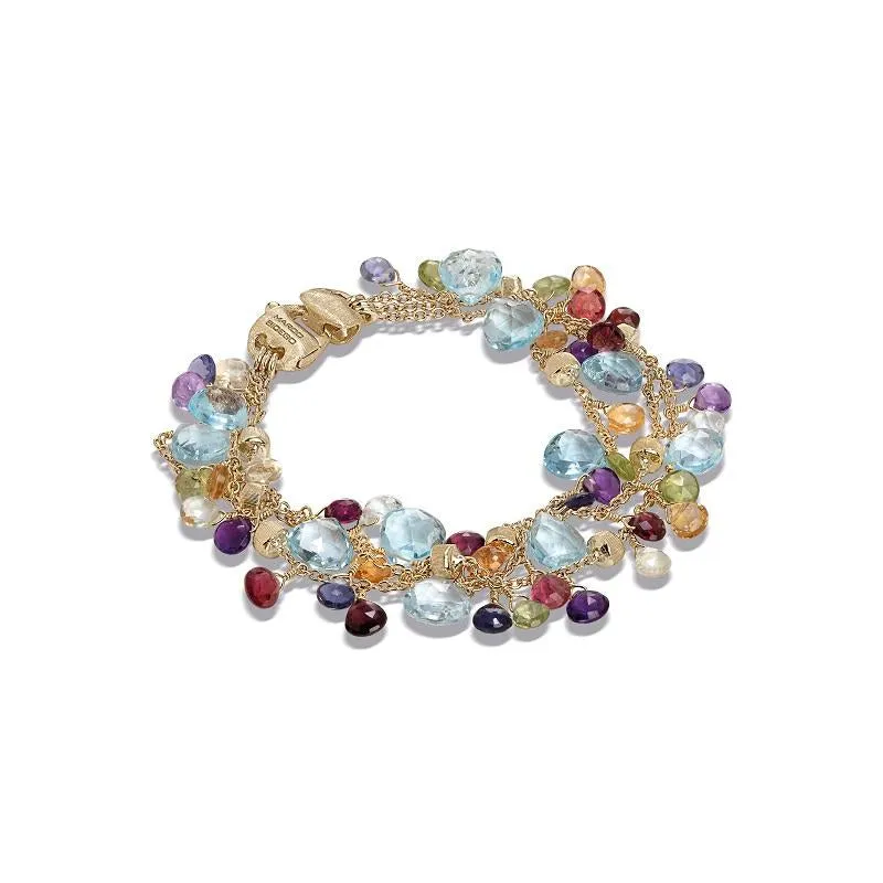 Marco Bicego Paradise 18ct Yellow Gold Multicolour Gemstone Multi Strand Bracelet sold by Jura Watches