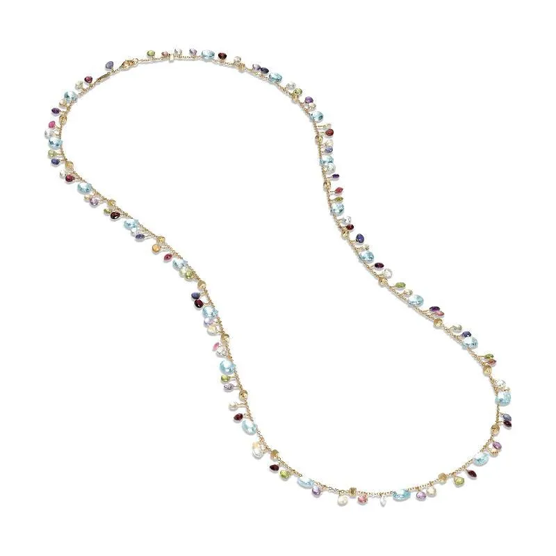 Marco Bicego Paradise 18ct Yellow Gold Multicolour Gemstone Long Necklace sold by Jura Watches