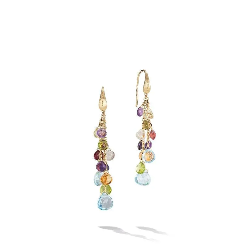 Marco Bicego Paradise 18ct Yellow Gold Multicolour Gemstone Long Earrings sold by Jura Watches