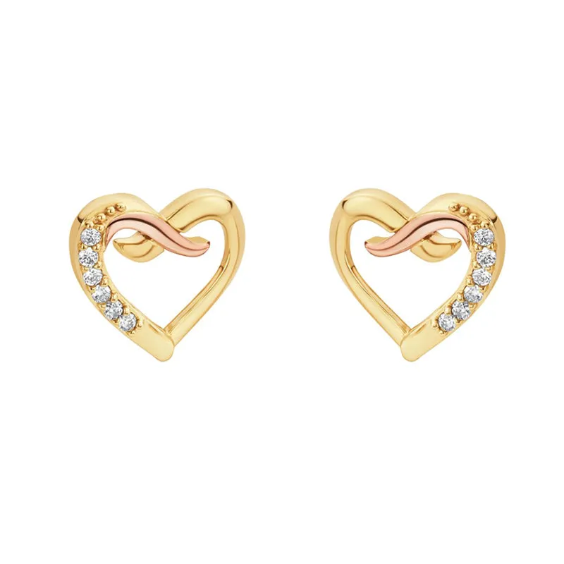 Clogau Kiss 9ct Gold Diamond Heart Stud Earrings sold by Jura Watches