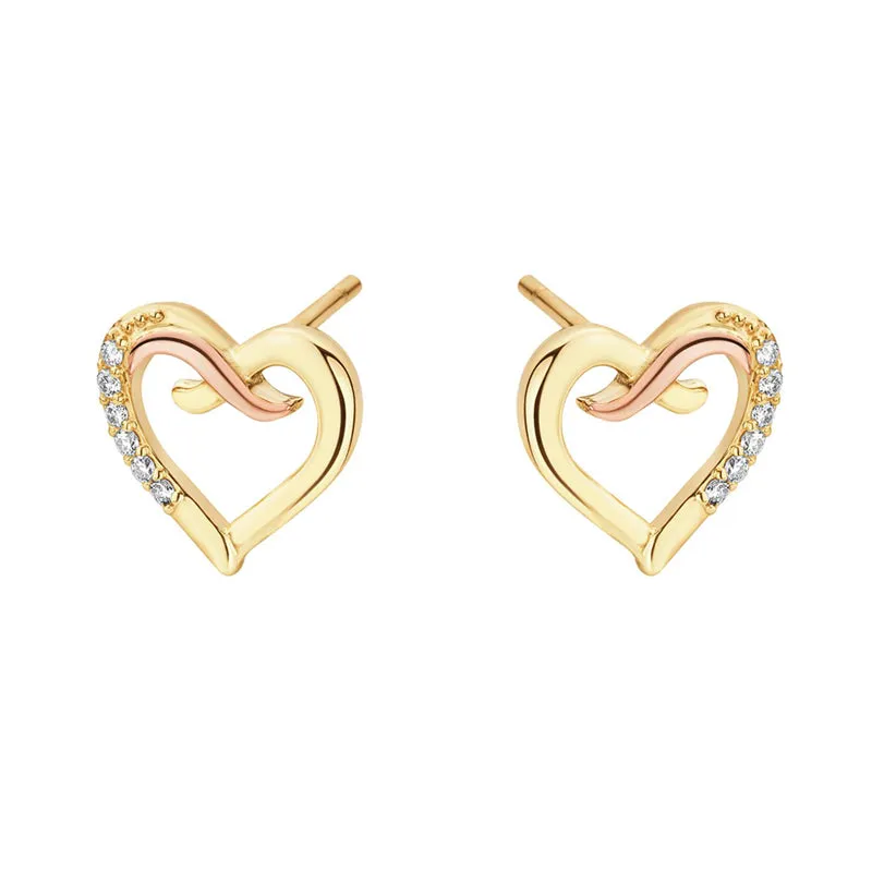 Clogau Kiss 9ct Gold Diamond Heart Stud Earrings sold by Jura Watches product image thumbnail 2