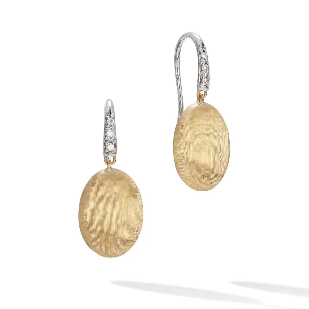 Marco Bicego Siviglia 18ct Yellow Gold Diamond Grande French Hook Earrings sold by Jura Watches