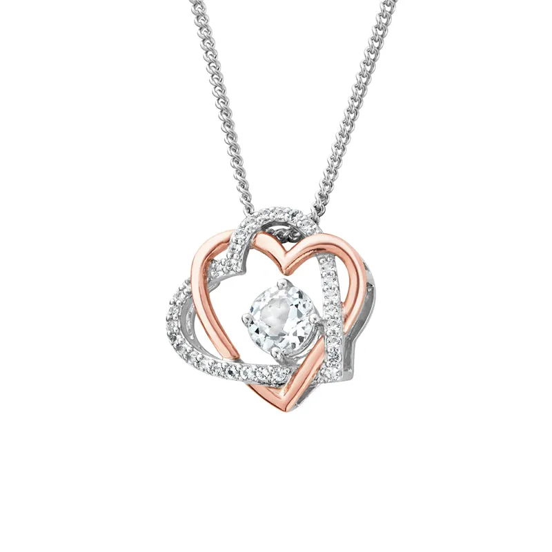 Clogau Always in my Heart Sterling Silver White Topaz Pendant sold by Jura Watches