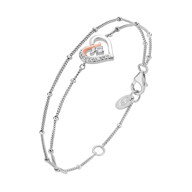 Clogau Kiss Sterling Silver Double Chain Bracelet sold by Jura Watches