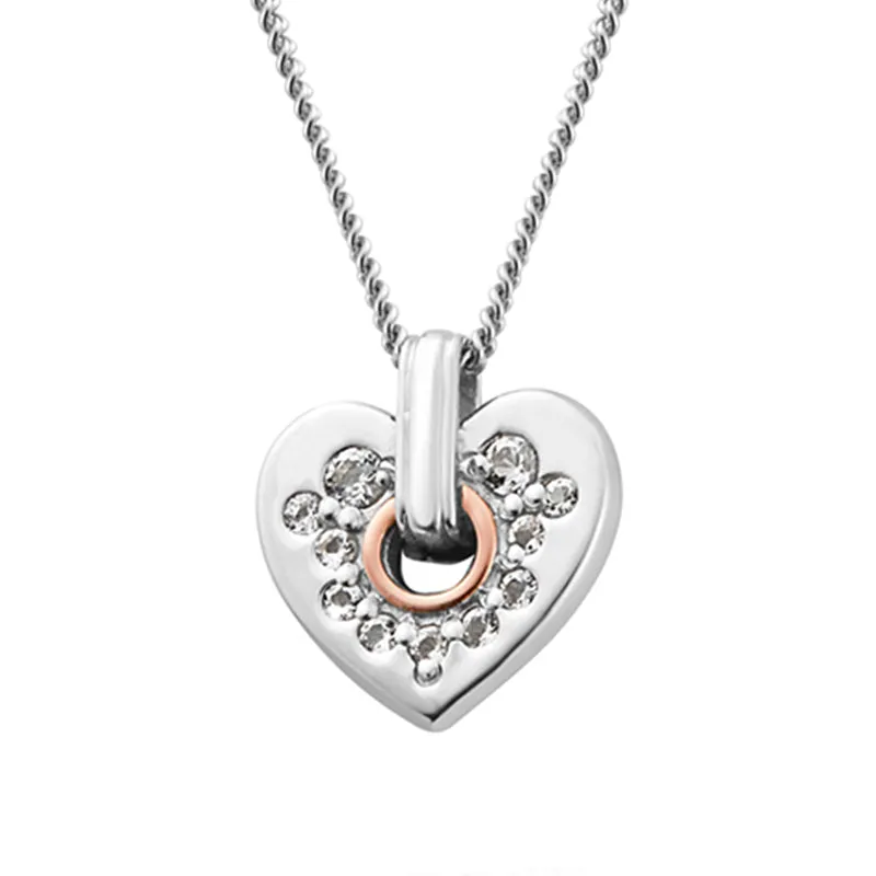 Clogau Cariad Sparkle Small Heart Sterling Silver Pendant sold by Jura Watches
