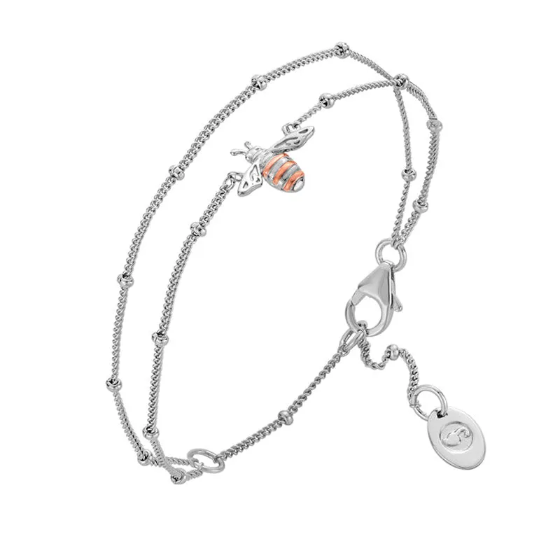 Clogau Honey Bee Sterling Silver Double Chain Bracelet sold by Jura Watches