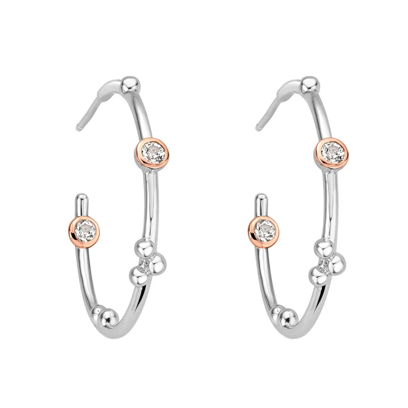 Clogau Celebration Sterling Silver Half Hoop Earrings sold by Jura Watches