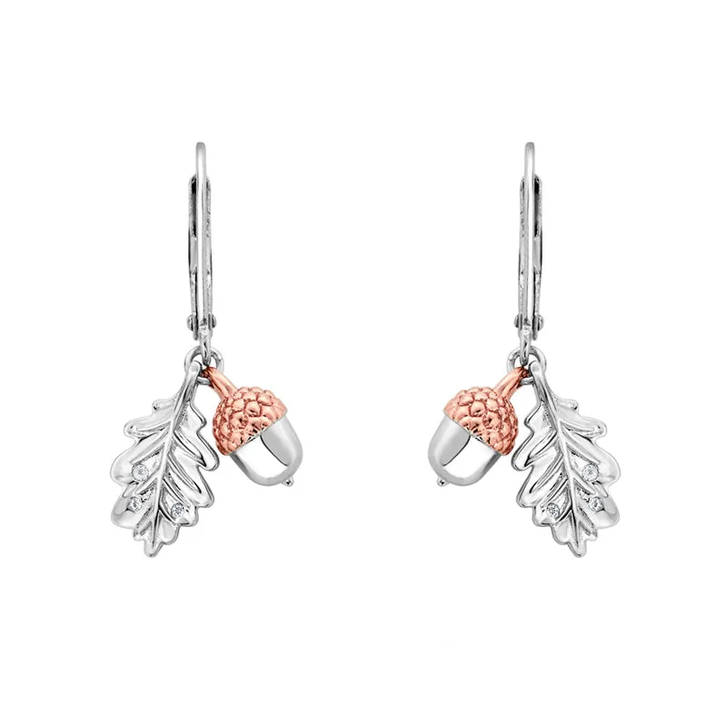 Clogau Royal Oak Leaf Sterling Silver Drop Earrings sold by Jura Watches