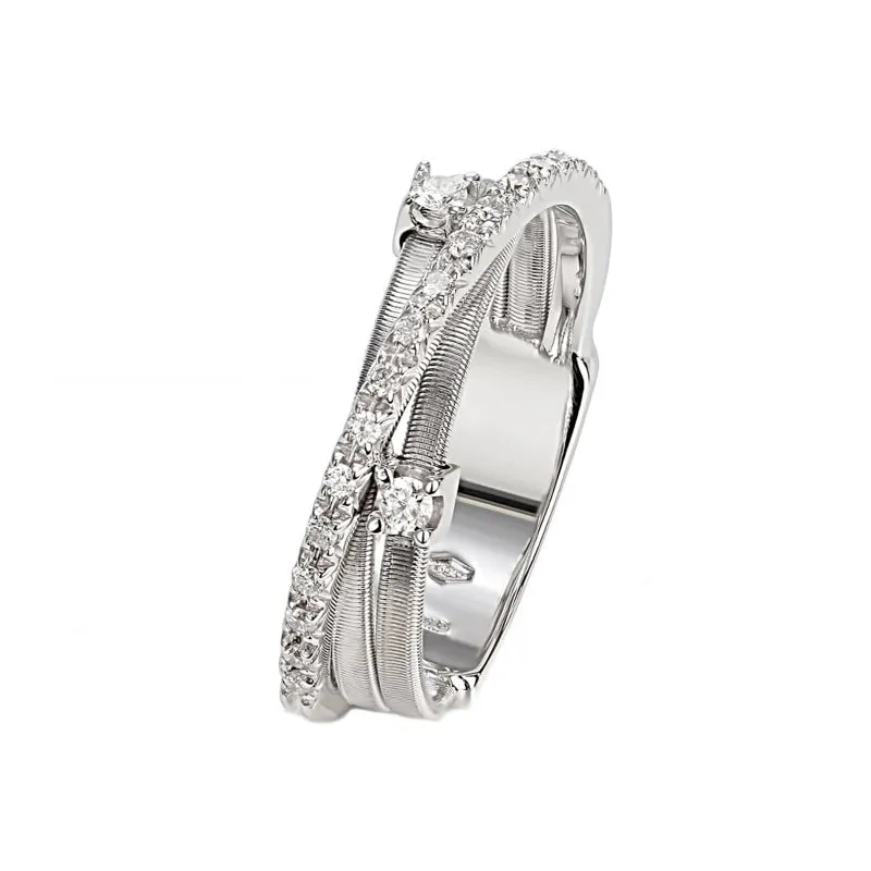 Marco Bicego Goa 18ct White Gold 0.19ct Diamond Crossover Ring sold by Jura Watches product image thumbnail 2