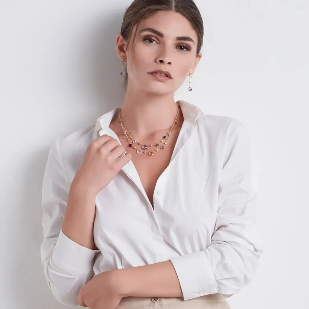 Marco Bicego Paradise 18ct Yellow Gold Multicolour Gemstone Drop Earrings sold by Jura Watches product image thumbnail 2