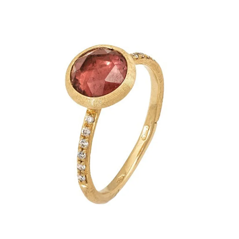 Marco Bicego Jaipur 18ct Yellow Gold Pink Tourmaline 0.09ct Diamond Ring sold by Jura Watches