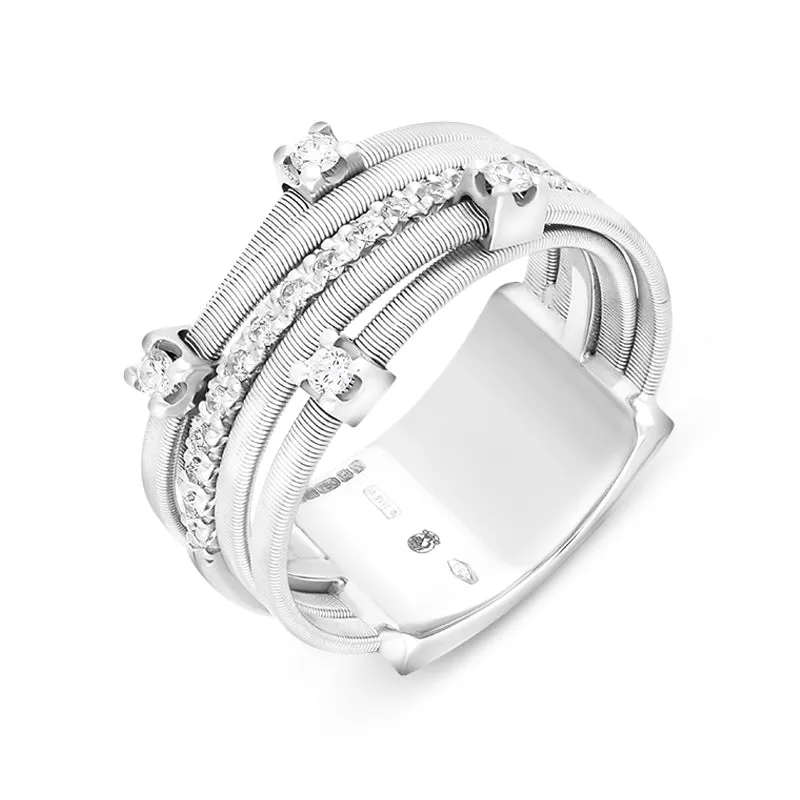 Marco Bicego Goa 18ct White Gold 0.25ct Diamond Crossover Ring sold by Jura Watches