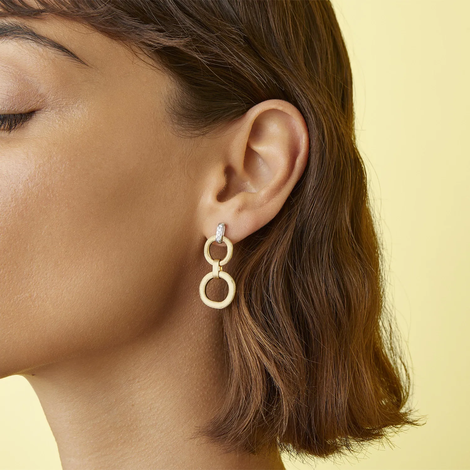 Marco Bicego Jaipur Link 18ct Yellow Gold Diamond Circle Drop Earrings sold by Jura Watches product image thumbnail 3