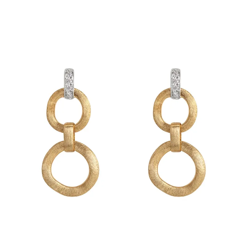 Marco Bicego Jaipur Link 18ct Yellow Gold Diamond Circle Drop Earrings sold by Jura Watches