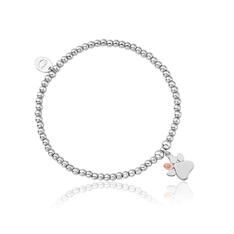Clogau Paw Prints on My Heart Sterling Silver Affinity Bracelet sold by Jura Watches
