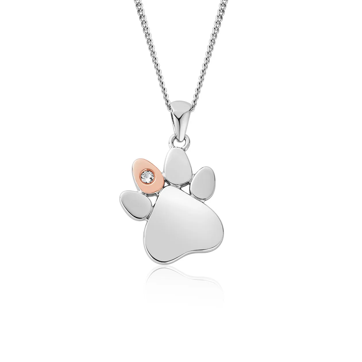 Clogau Paw Print White Topaz Sterling Silver Necklace sold by Jura Watches