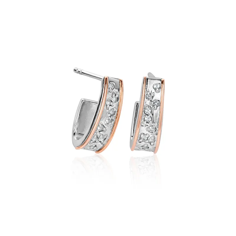 Clogau Cariad Sparkle Sterling Silver Half Hoop Earrings sold by Jura Watches