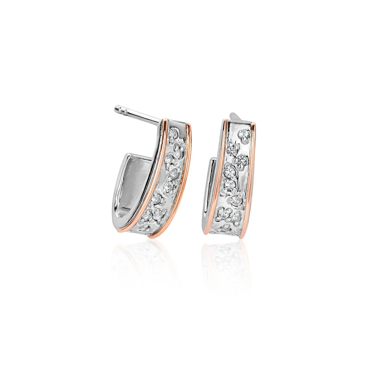 Clogau Cariad Sparkle Sterling Silver Half Hoop Earrings sold by Jura Watches