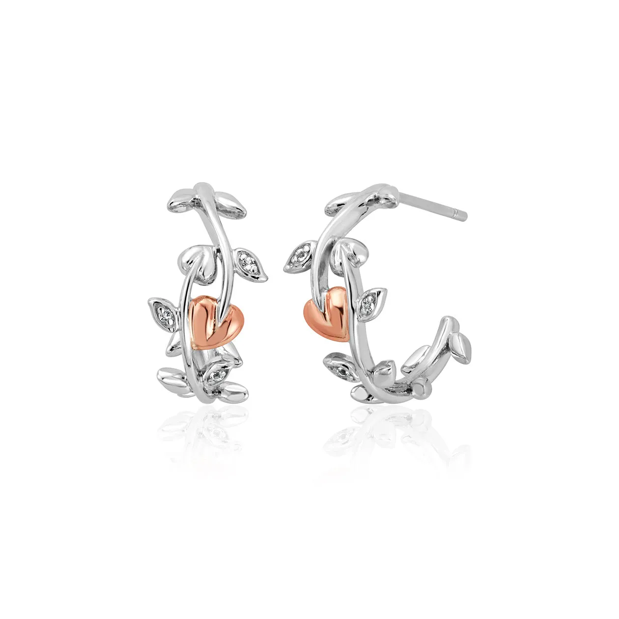 Clogau Vine of Life White Topaz Sterling Silver Half Hoop Earrings sold by Jura Watches