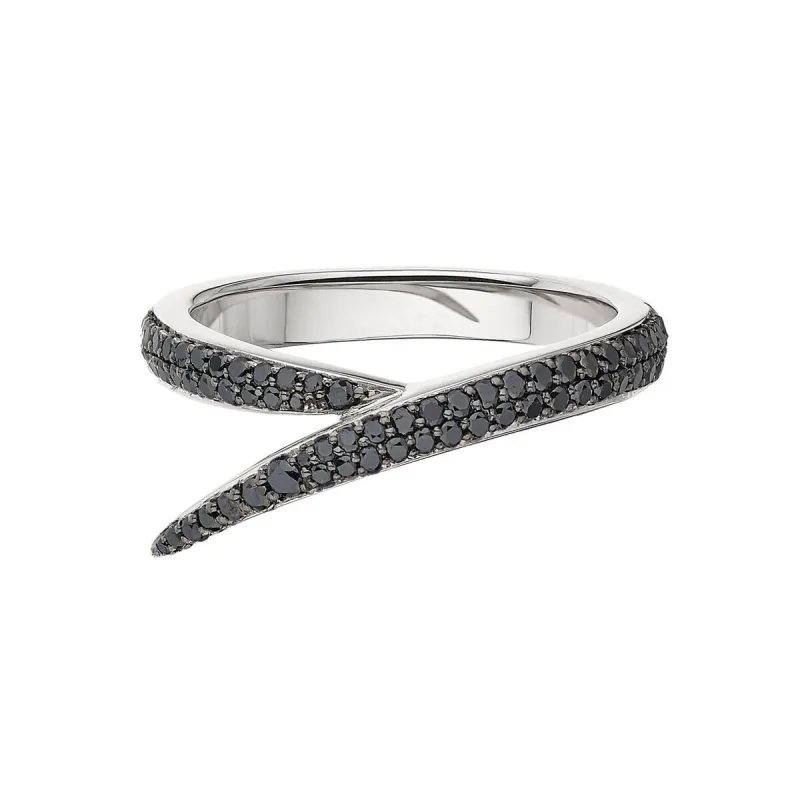 Shaun Leane Interlocking 18ct White Gold Black Diamond Single Ring D sold by Jura Watches