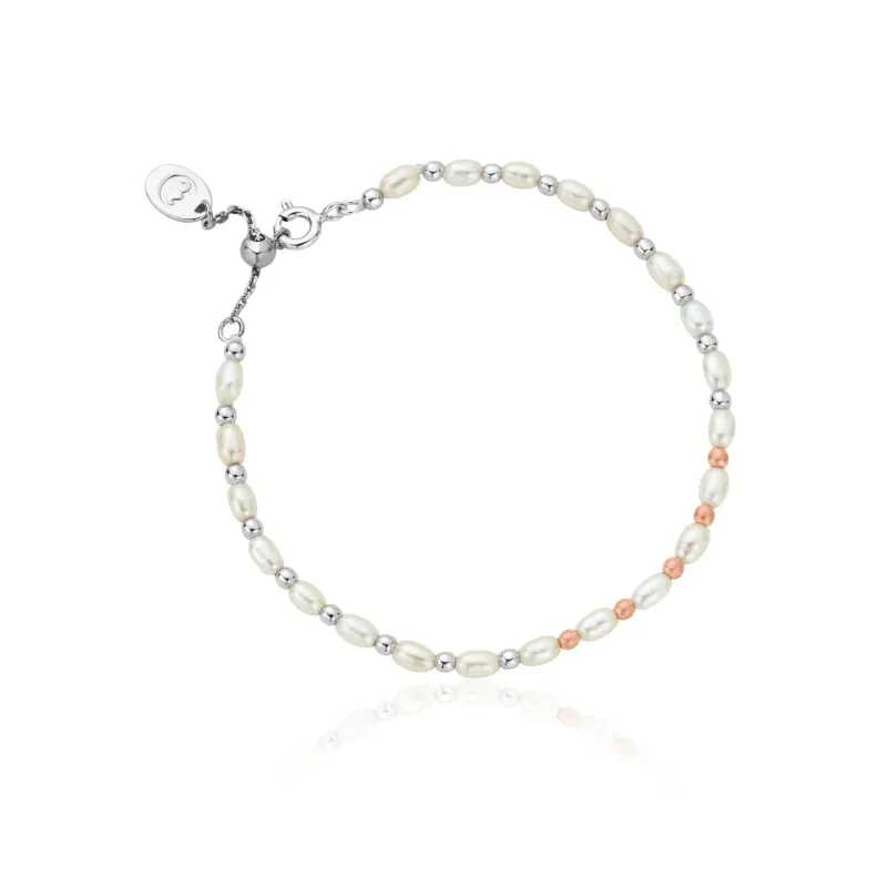 Clogau Welsh Beachcomber Sterling Silver Freshwater Pearl Adjustable Bracelet sold by Jura Watches