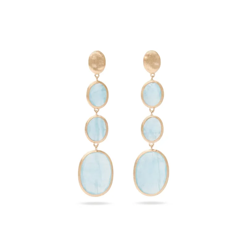 Marco Bicego Siviglia 18ct Yellow Gold Aquamarine Long Drop Earrings sold by Jura Watches