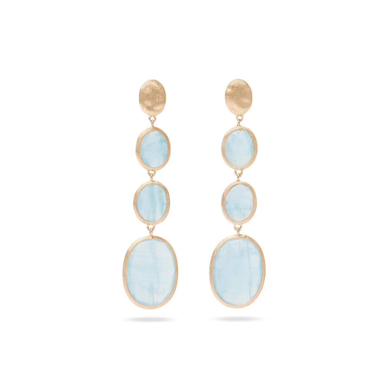 Marco Bicego Siviglia 18ct Yellow Gold Aquamarine Long Drop Earrings sold by Jura Watches