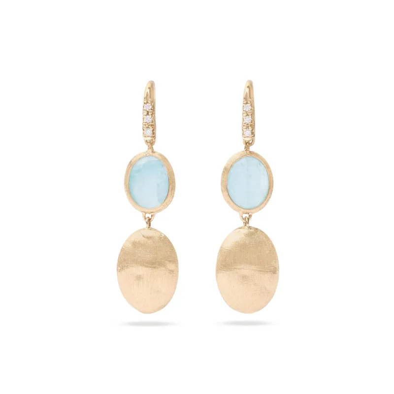 Marco Bicego Siviglia 18ct Yellow Gold Aquamarine Diamond Drop Earrings sold by Jura Watches