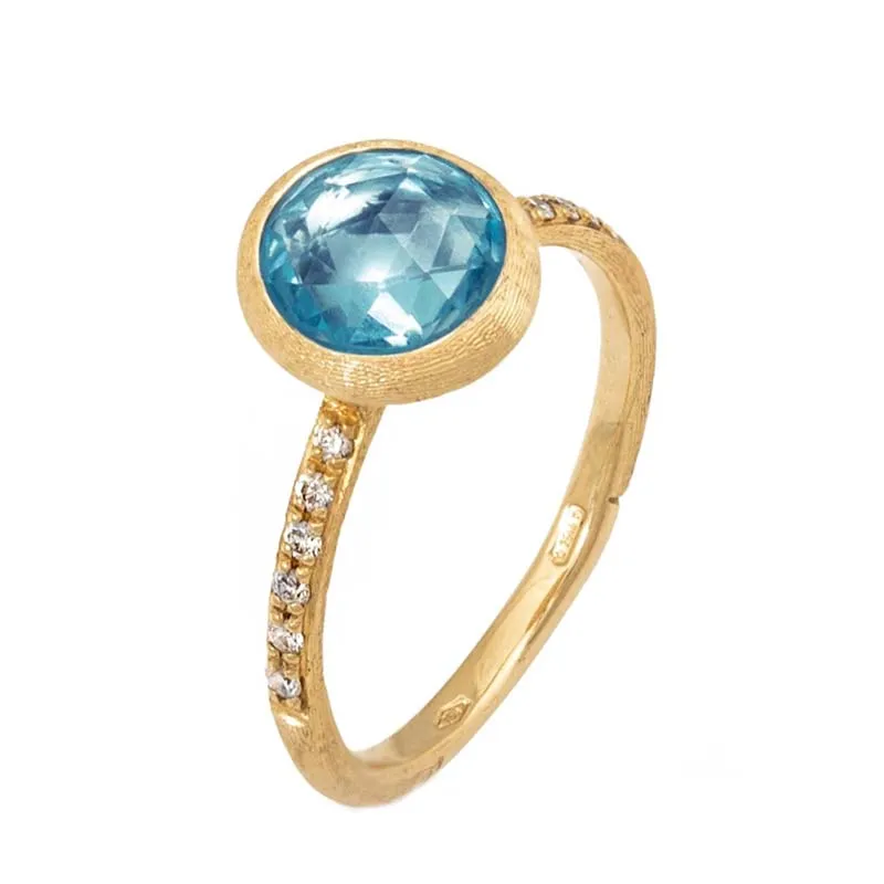 Marco Bicego Jaipur 18ct Yellow Gold Blue Topaz Diamond Ring sold by Jura Watches