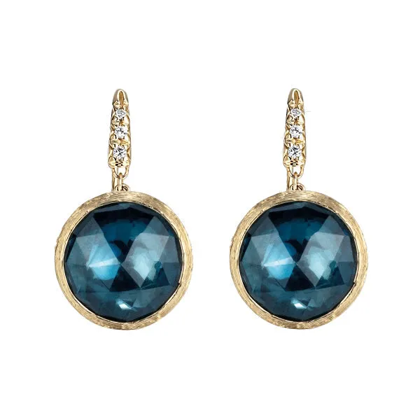 Marco Bicego Jaipur 18ct Yellow Gold London Blue Topaz Diamond Drop Earrings sold by Jura Watches