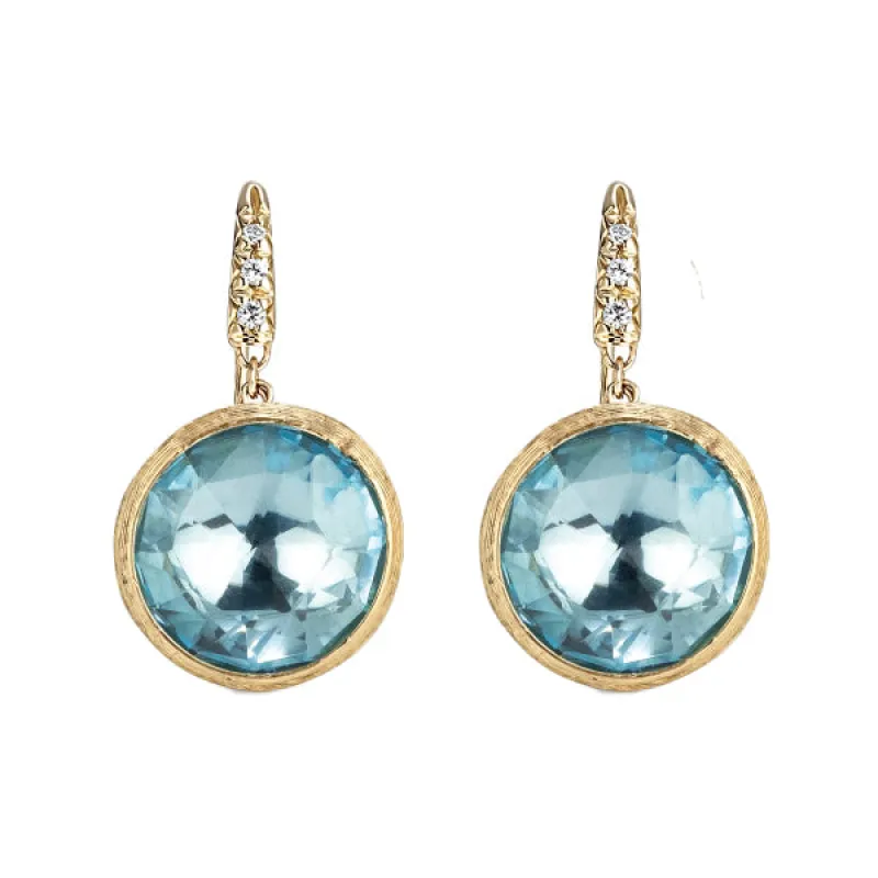 Marco Bicego Jaipur 18ct Yellow Gold Blue Topaz Diamond Drop Earrings sold by Jura Watches