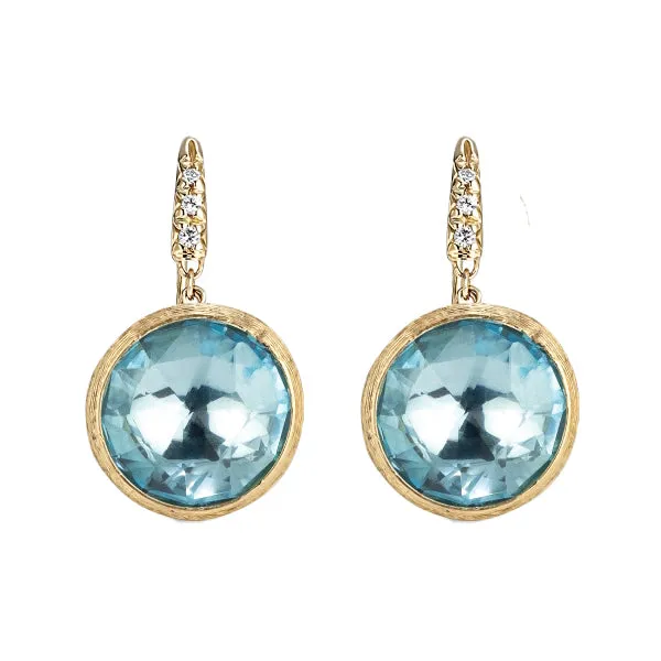 Marco Bicego Jaipur 18ct Yellow Gold Blue Topaz Diamond Drop Earrings sold by Jura Watches