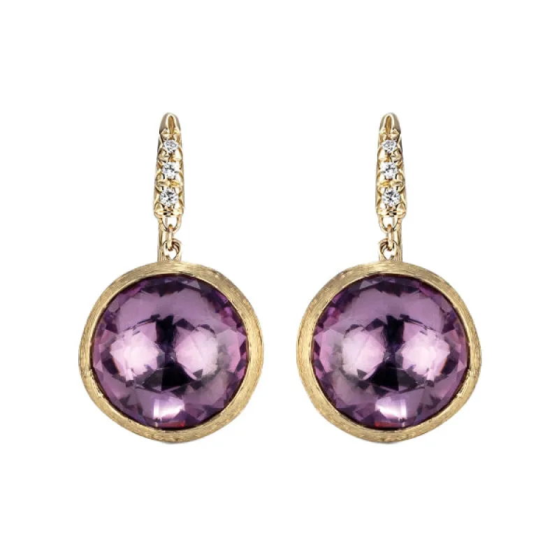 Marco Bicego Jaipur 18ct Yellow Gold Amethyst Diamond Drop Earrings sold by Jura Watches