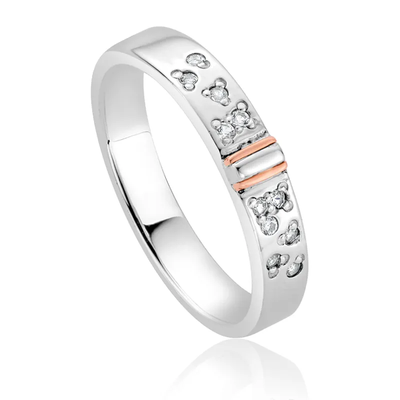 Clogau Cariad Sparkle Sterling Silver Slim Band Ring sold by Jura Watches