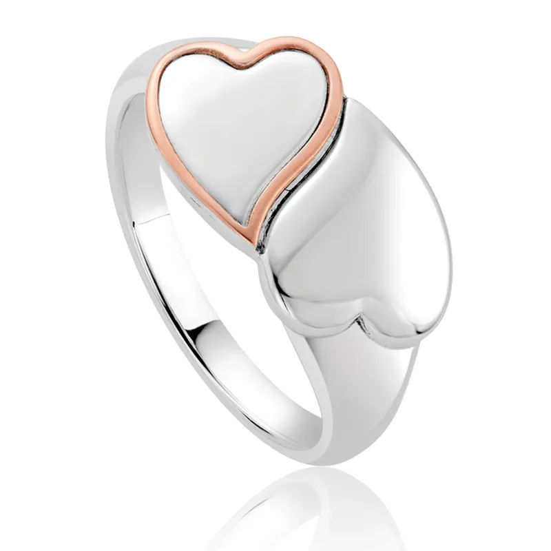 Clogau Cwtch Double Heart Sterling Silver Ring D sold by Jura Watches