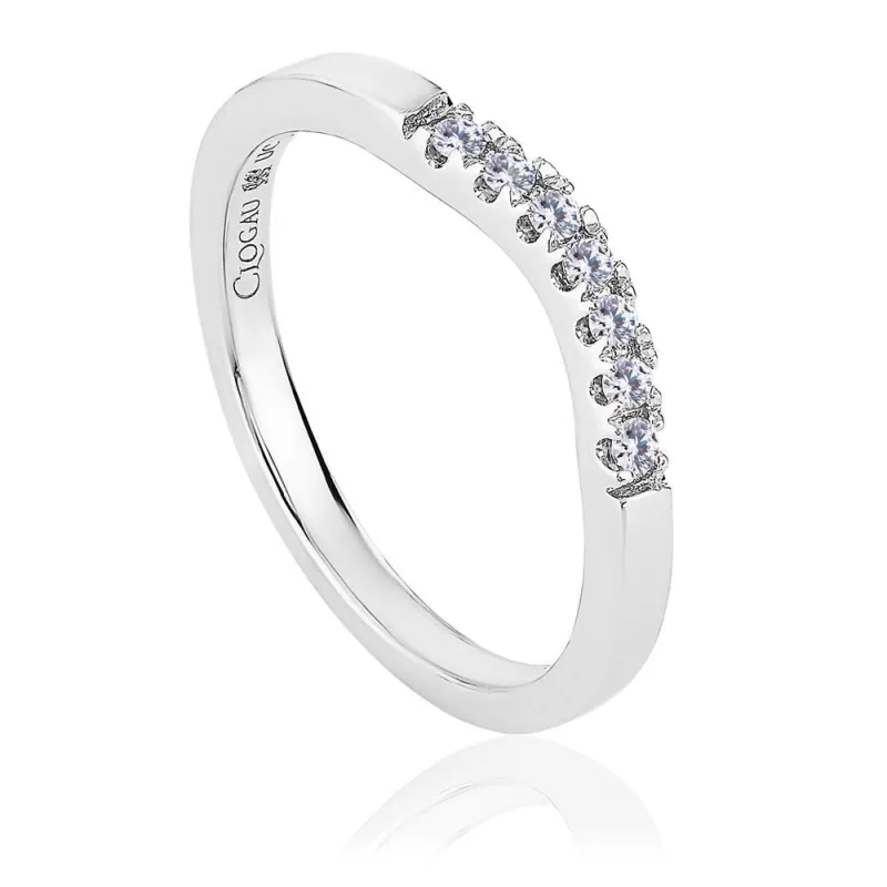 Clogau Past Present Future 18ct White Gold 0.14ct Diamond Wedding Ring sold by Jura Watches