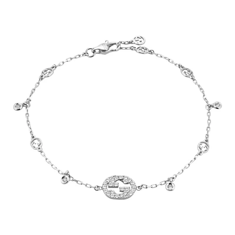 Gucci Interlocking 18ct White Gold 0.20ct Diamond Bracelet sold by Jura Watches