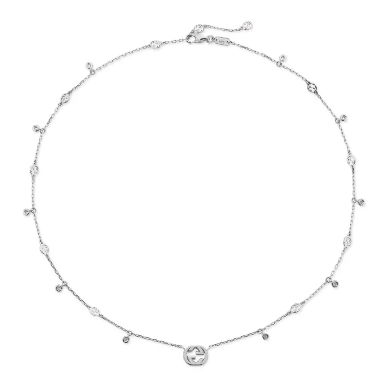 Gucci Interlocking 18ct White Gold 0.27ct Diamond Necklace sold by Jura Watches