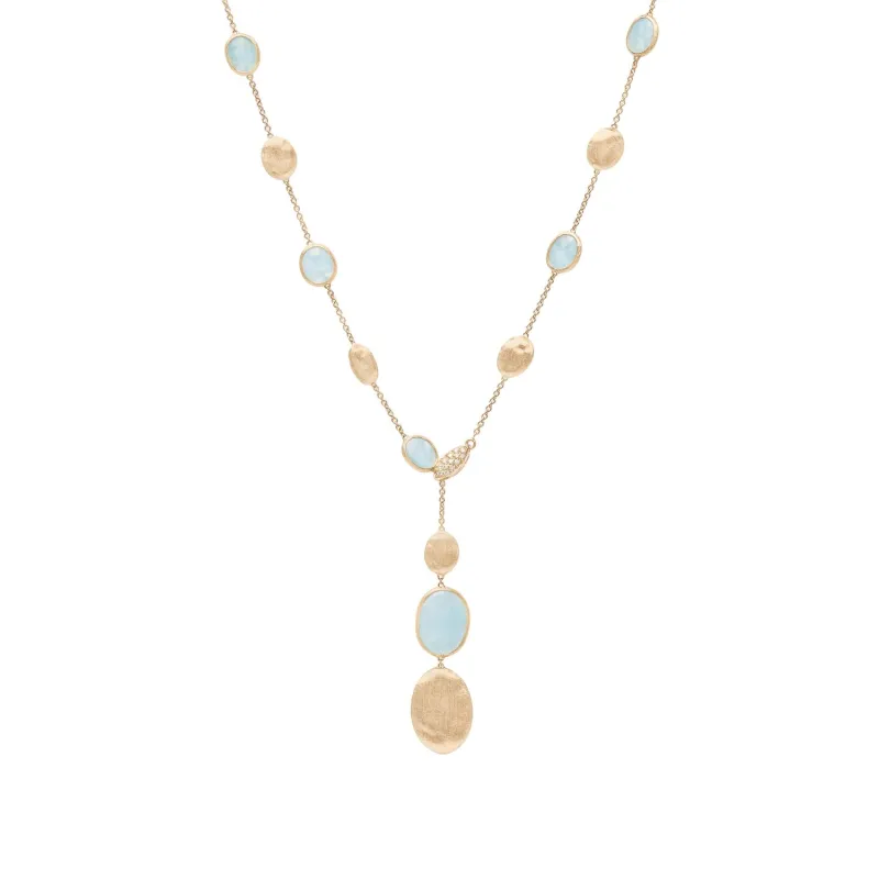 Marco Bicego Siviglia 18ct Yellow Gold Aquamarine Diamond Adjustable Lariat Necklace sold by Jura Watches